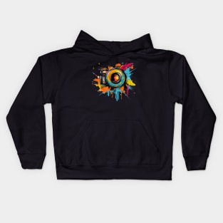 Camera Splatter art Kids Hoodie